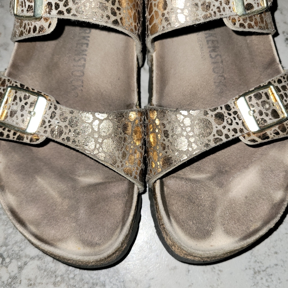 Birkenstock Arizona Metallic Stone Bronze Copper Sz 41 - Picture 3 of 11
